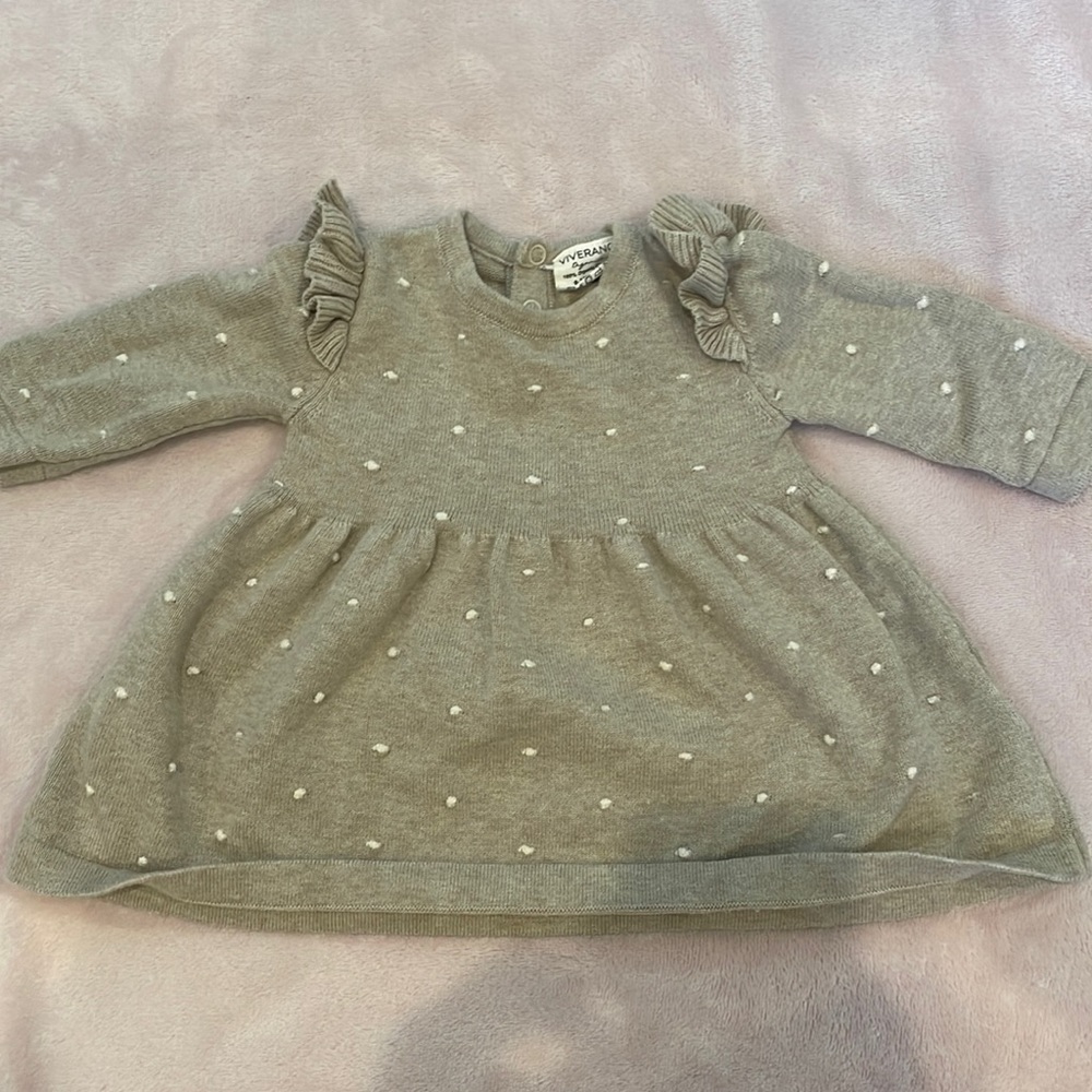 Beige dress 0-3 months. Viverano Organic 100% organic cotton